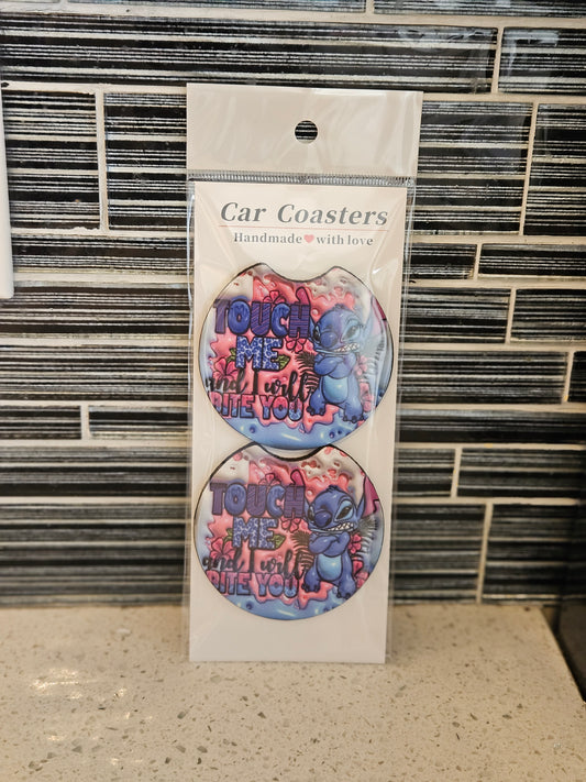 Stitch bite you Car coasters