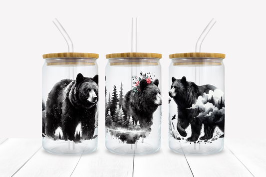 Bear rose beer can glass